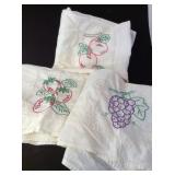3 VTG Hand Embroidered Kitchen Towels