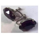 VTG Costume Jewelry Amethyst Earrings