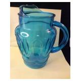 VTG Hocking Colonial Tulip Blue Pitcher