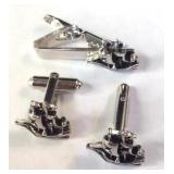 Ship Cufflinks & Tie Clip Silvertone