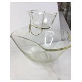 VTG Indiana Glass Clear Tri-Folded Bowl Chip &Dip