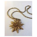 VTG Monet Star Burst Flower Pendant w/ Chain