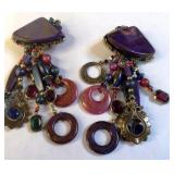 VTG 70s Handcrafted BoHo Earrings Clip on