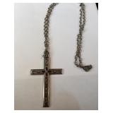 Silver Tone  Cross with 22' Chain