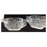Art Deco Cut and Etched Glass Sugar & Creamer