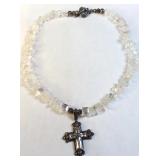 Crystal Necklace With Silver Cross Pendant