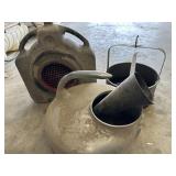 Oil drain pans, funnel, & strainer