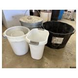 Small trash cans & plastic tub