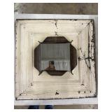 Tin framed mirror - 25.25' X 24.25'