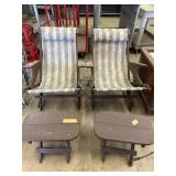 Pair of patio loungers w/ foot stools