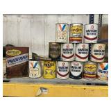 Antique unopened oil cans & oil can spout