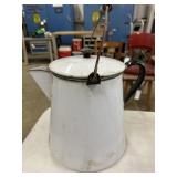 Large white enamel pitcher
