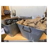 2 Galv. Tubs, Burlap Table Coverings, Chalkboards