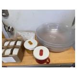 3 Large Salad Bowls, Soup Cups, Misc.