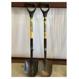 2 Short Handled Round Point Shovels