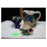 Hand Painted Italian Pottery Small chips  on Flower Bowl