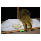 9 Pcs Federal Glass “cabbagerose” Amber Depression Glass