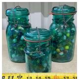 3 Canning Jars with Marble Collection