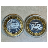 2 Silver Casino Tokens - 999 Silver