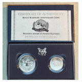 2 Mount Rushmore Anniversary Coins