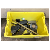 Tote with Assorted Magazines and Brass Rods