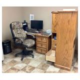 Office Setup - Desk, Chair, Monitors, File Cabinet