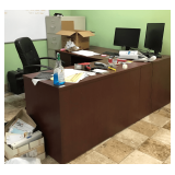 Office Setup - Desk, Chair, Monitors, File Cabinet