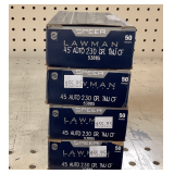 4 Boxes Speer Lawman 45 Auto Ammo