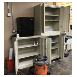 3 Metal Cabinets, Shop Vac and Mini Fridge