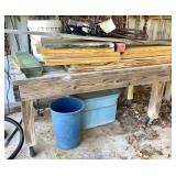 Wood Table, Lumber and Buckets