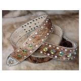 New Nocona Rhinestone and Cowhide Belt