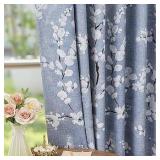1pr Blossom Blue Blackout Curtains 84'Long A6