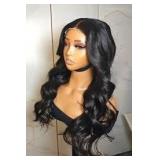 26' 9x6 DkBrwn Black Lace Front Wig A22