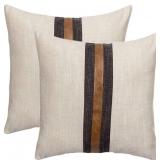 BOYSUM Set of 2 Leather Throw Pillow Covers AZ54