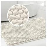 17x24 Ivory Chenille Noodle Bathroom Rug A24