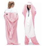 Touchat Shark Blanket Hoodie Onesie Pink,M AZ52