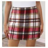 SZ M Womens Plaid Mini Skirt AZ53