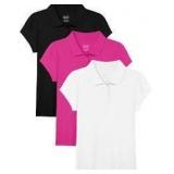 Sz L 3pk White Pink Black OHD Girls Polo Shirt A10