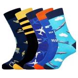 Sz 7-13 5pr Asst Airplane Design Calf Socks A19