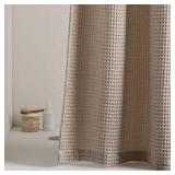 72x72 Beige Waffle Fabric Shower Curtain A19