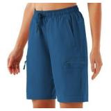 Sz L Hugut Teal Drawstring Shorts A6