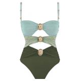 Sz M QJQ Women's Cutout OnePiece Swimsuit A6