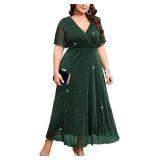 SZ 3X ZOMVA Plus Size Sparkly Maxi Dress AZ50