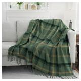 GINAMUSE Green Plaid Throw Blanket AZ49