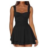 SMALL Women Square Neck Sleeveless Mini Dress AZ22