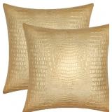 20x20in Faux Leather Pillow Covers 2pk Gold AZ14