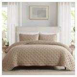 Sz K Wdcozy Cotton Beige Quilt Set A3