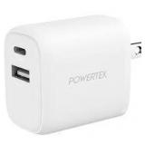 2X/BID White Powertek USB-C&A Fast Charger A8