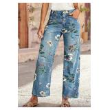 SZ XL Allover Floral Pattern Jeans AZ55