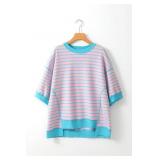 SMALL Oversized Pink/Blue Crewneck AZ46